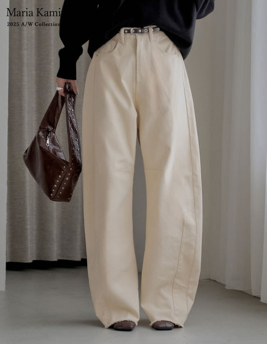 ≪20日11:59まで！期間限定ポイント10%UP対象≫[2025AW COLLECTION][低身長/高身長サイズ有]カツラギバレルレッグカーブパンツ