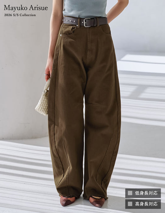 [低身長/高身長サイズ有]カツラギバレルレッグカーブパンツ