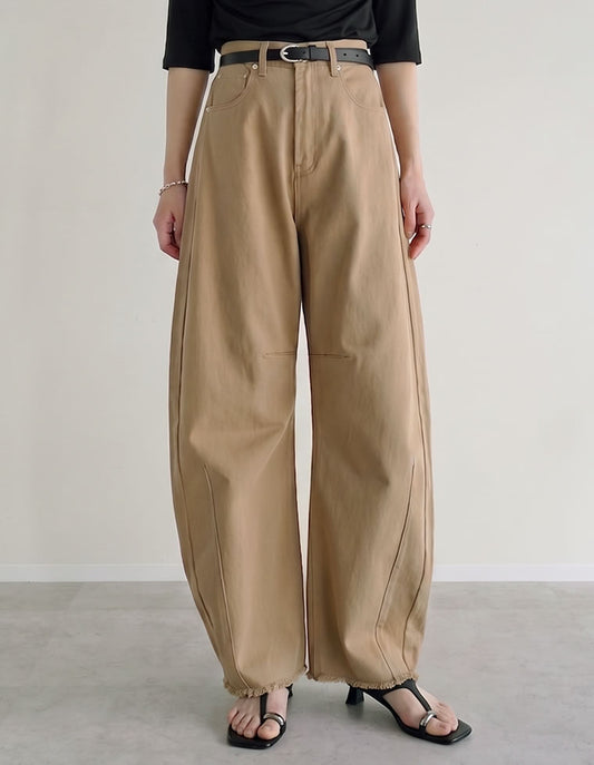 【TIME SALE 15%OFF】[低身長/高身長サイズ有]カツラギバレルレッグカーブパンツ