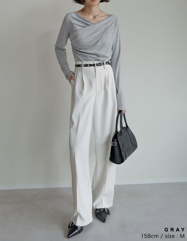 【クーポンで20%OFF ¥3,747⇒¥2,997 】〖クーポンコード：SH_20_250908〗[2025AW COLLECTION]リブカットソードレープオフショルトップス