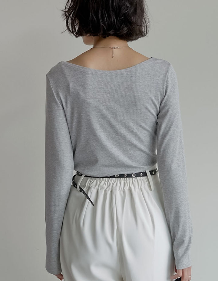 【クーポンで20%OFF ¥3,747⇒¥2,997 】〖クーポンコード：SH_20_250908〗[2025AW COLLECTION]リブカットソードレープオフショルトップス