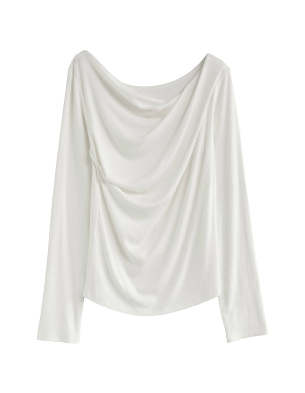 【クーポンで20%OFF ¥3,747⇒¥2,997 】〖クーポンコード：SH_20_250908〗[2025AW COLLECTION]リブカットソードレープオフショルトップス トップス 人気レディースファッション通販 リエディ