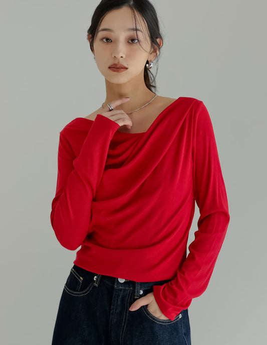 【TIME SALE 20%OFF】[新色追加]リブカットソードレープオフショルトップス トップス 人気レディースファッション通販 リエディ