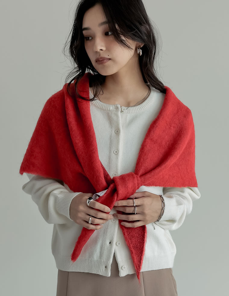 ウール混ニットトライアングルスカーフ - ファッション雑貨通販 | 人気