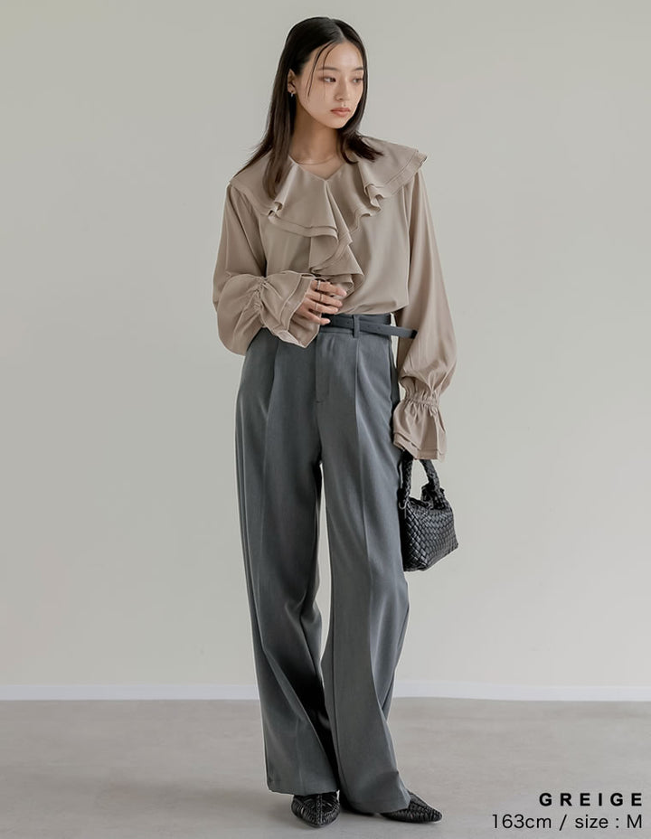 シアーエアリーラッフルカラーブラウス トップス 人気レディースファッション通販 リエディ