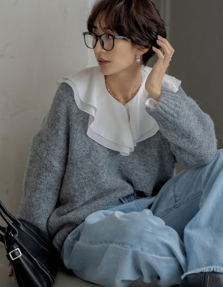 シアーエアリーラッフルカラーブラウス トップス 人気レディースファッション通販 リエディ