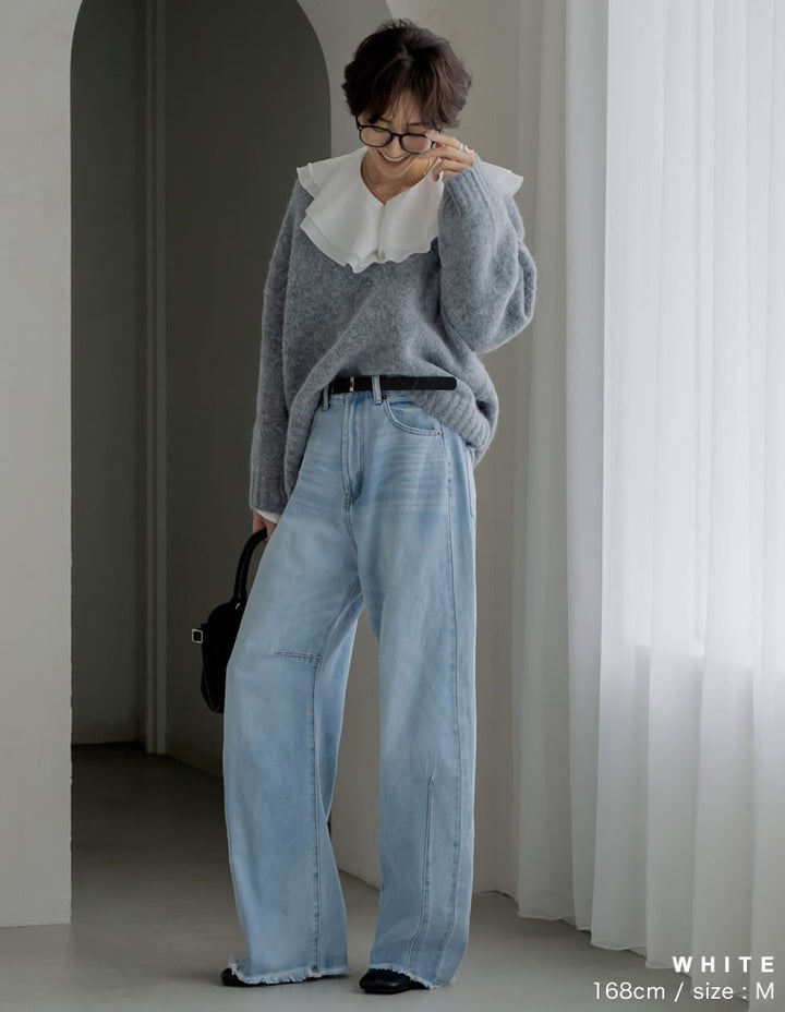 シアーエアリーラッフルカラーブラウス トップス 人気レディースファッション通販 リエディ