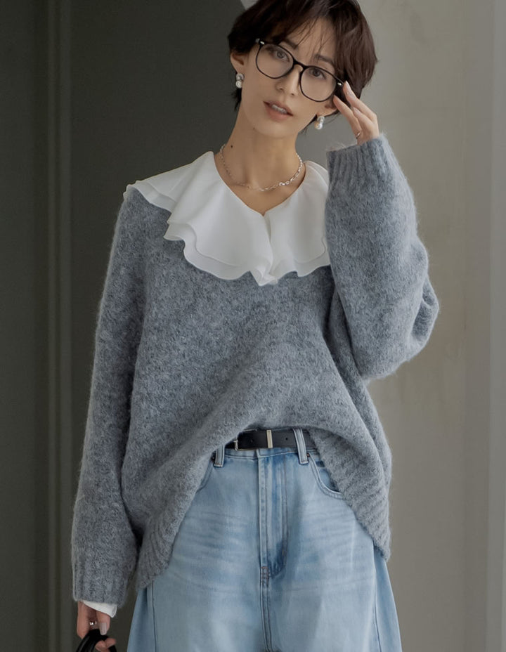 シアーエアリーラッフルカラーブラウス トップス 人気レディースファッション通販 リエディ