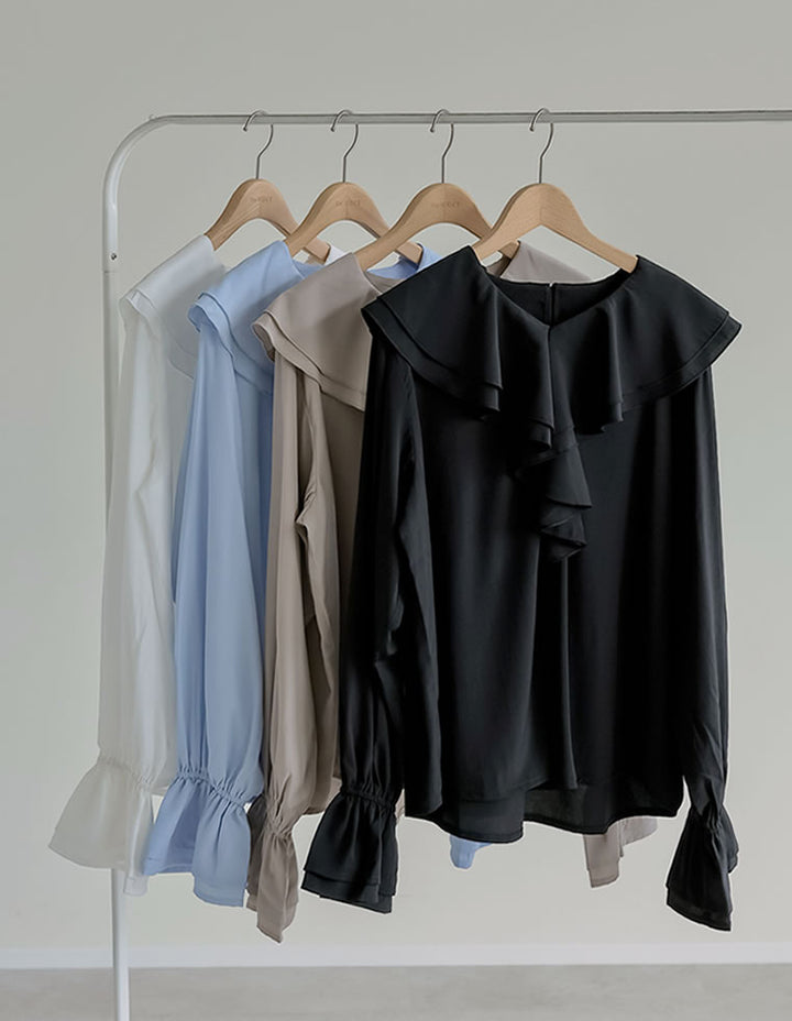 シアーエアリーラッフルカラーブラウス トップス 人気レディースファッション通販 リエディ