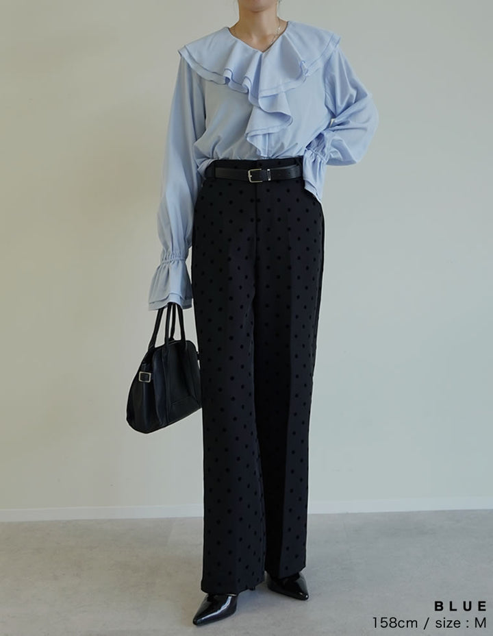 シアーエアリーラッフルカラーブラウス トップス 人気レディースファッション通販 リエディ