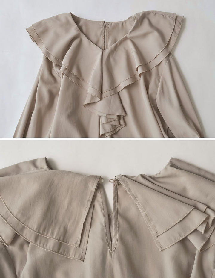 シアーエアリーラッフルカラーブラウス トップス 人気レディースファッション通販 リエディ