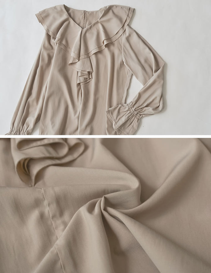 シアーエアリーラッフルカラーブラウス トップス 人気レディースファッション通販 リエディ