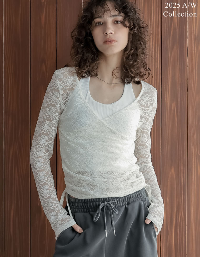 TOKUKO 1er VOL メッシュレイヤード　トップス　刺繍レース　Mサイズ TOKUKO 1er VOL メッシュレイヤード トップス 刺繍レース Mサイズ