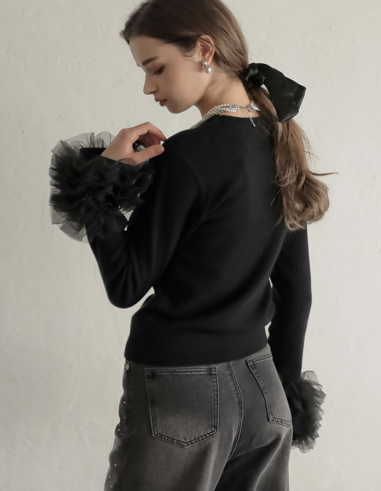 MEISM VERYコラボ ウールタッチ袖フリルパフスリーブニットトップス MEISM（ミズム） ニット セーター 「MEISM by Re:EDIT」「2025AW