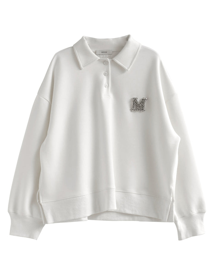 [MEISM by Re:EDIT][2025AW PRE ORDER]Mロゴビジューポロスウェットトップス トップス 人気レディースファッション通販 リエディ