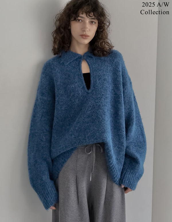 [2025AW COLLECTION]起毛ブークレニットホック付き2WAYトップス