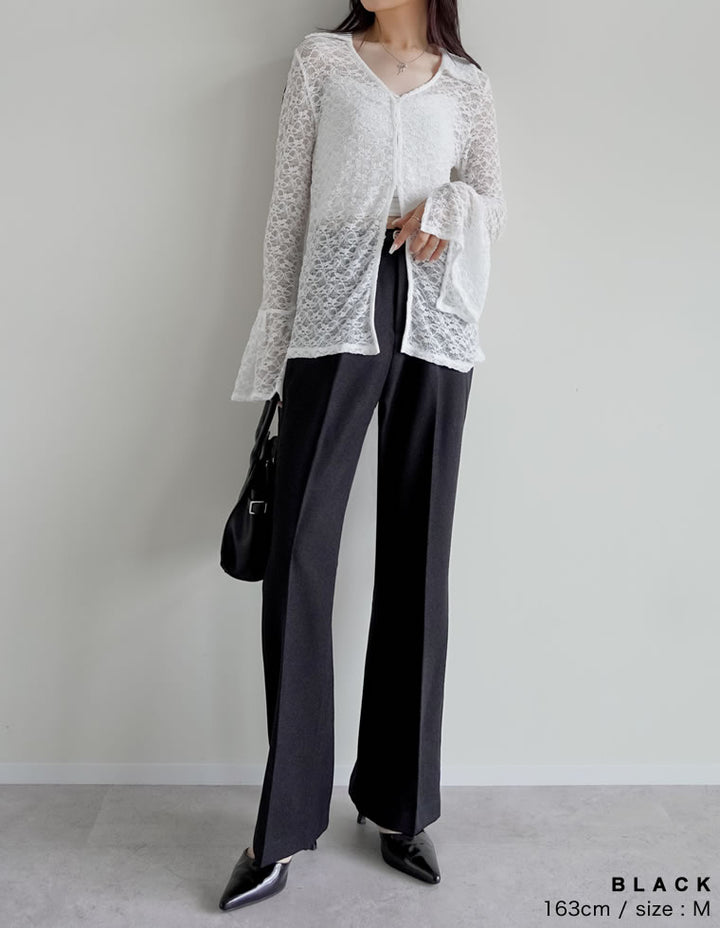 [アルガンオイル加工][低身長/高身長サイズ有]微起毛ツイルストレートスラックス パンツ 人気レディースファッション通販 リエディ