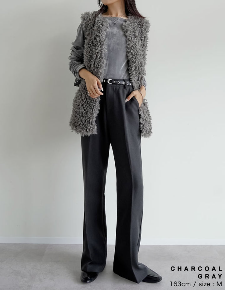 [アルガンオイル加工][低身長/高身長サイズ有]微起毛ツイルストレートスラックス パンツ 人気レディースファッション通販 リエディ