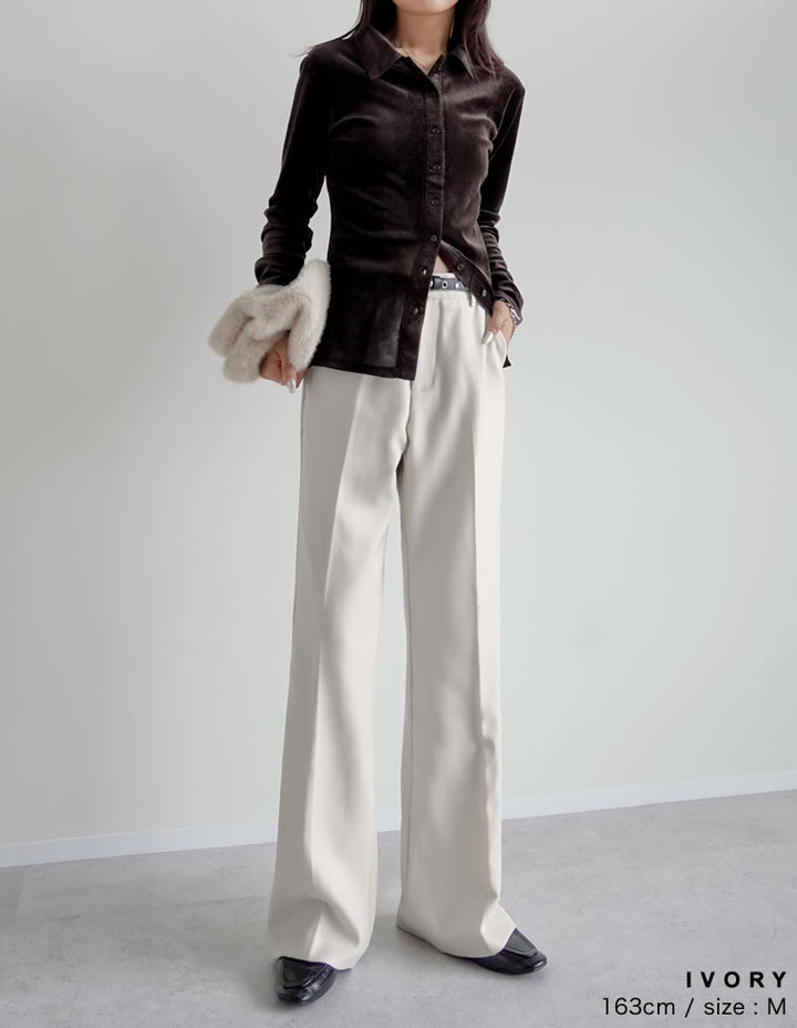 [アルガンオイル加工][低身長/高身長サイズ有]微起毛ツイルストレートスラックス パンツ 人気レディースファッション通販 リエディ