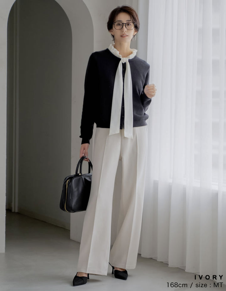 [アルガンオイル加工][低身長/高身長サイズ有]微起毛ツイルストレートスラックス パンツ 人気レディースファッション通販 リエディ