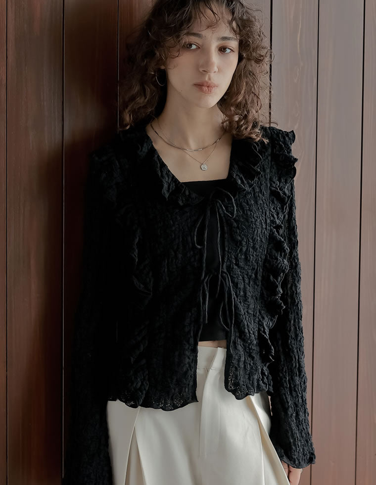 ふくれジャガードレースフリルブラウス - トップス通販 | 人気