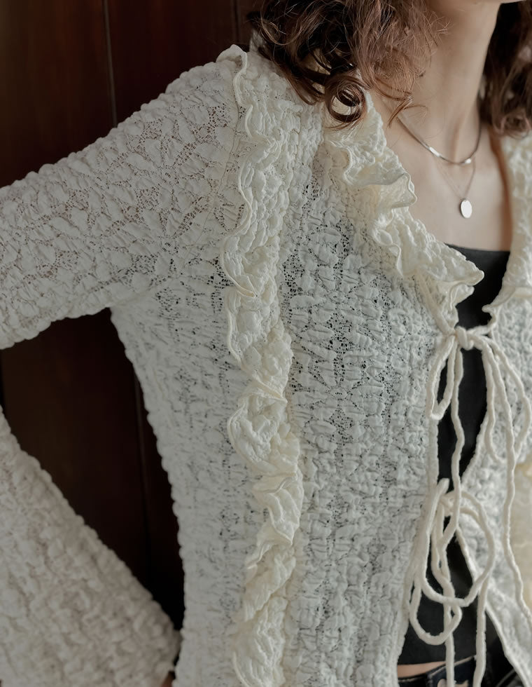 ふくれジャガードレースフリルブラウス - トップス通販 | 人気