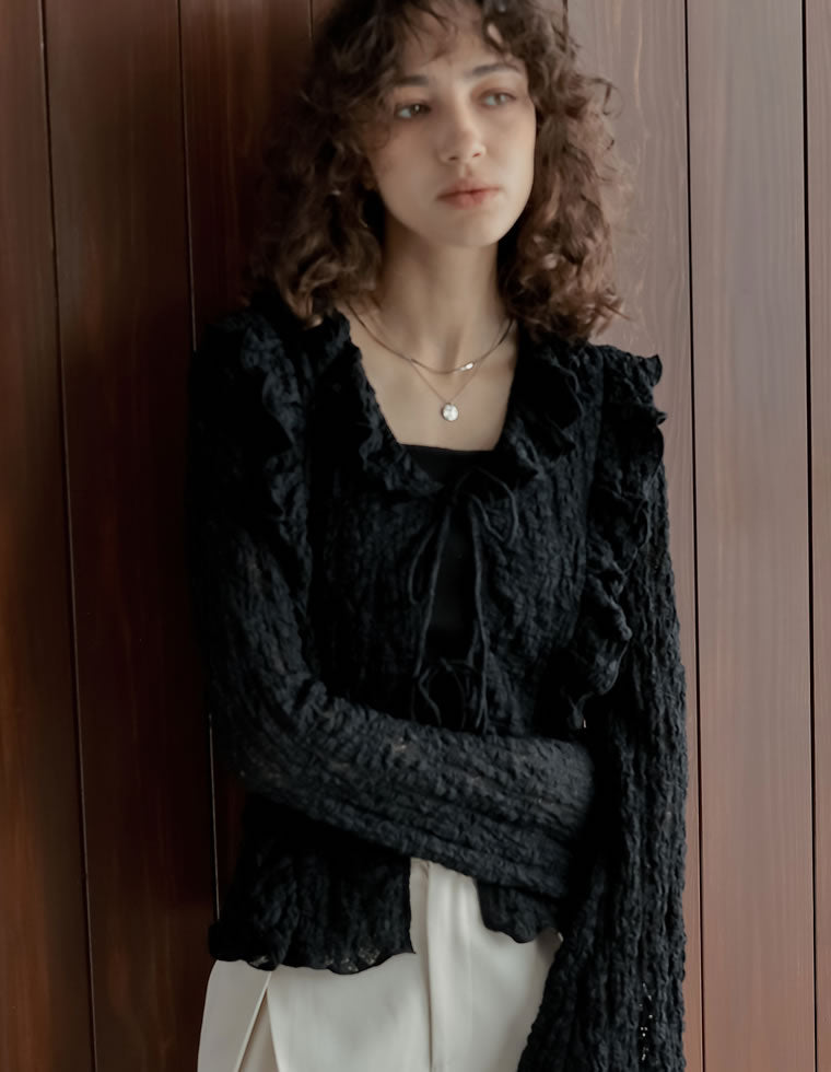 ふくれジャガードレースフリルブラウス - トップス通販 | 人気