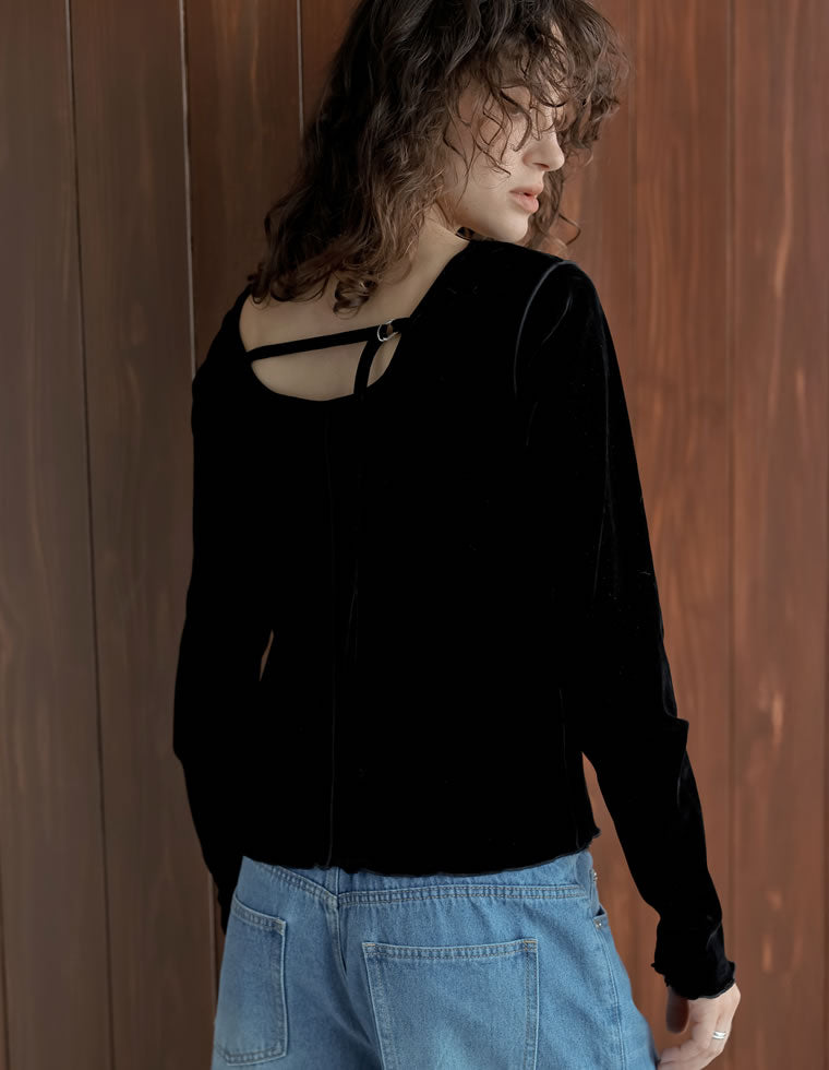 シアーベロアバックベルト長袖トップス - トップス通販 | 人気