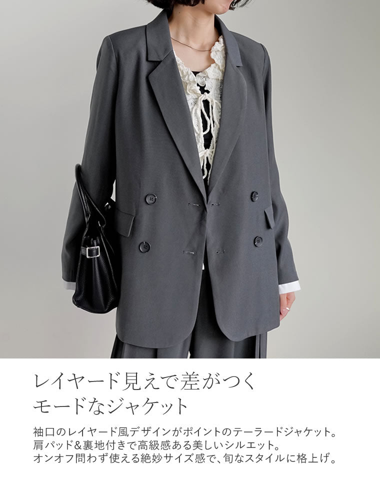 シャツレイヤード風テーラードジャケット - ジャケット/アウター通販