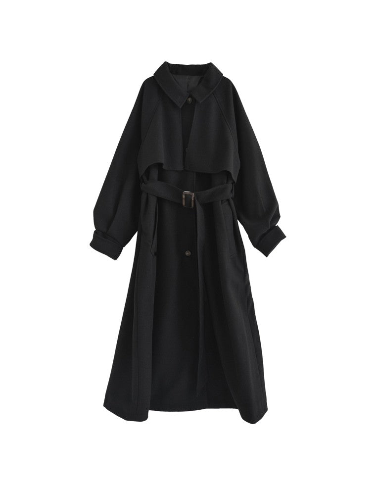 ウールタッチベルト付きステンカラーコート - ジャケット/アウター通販