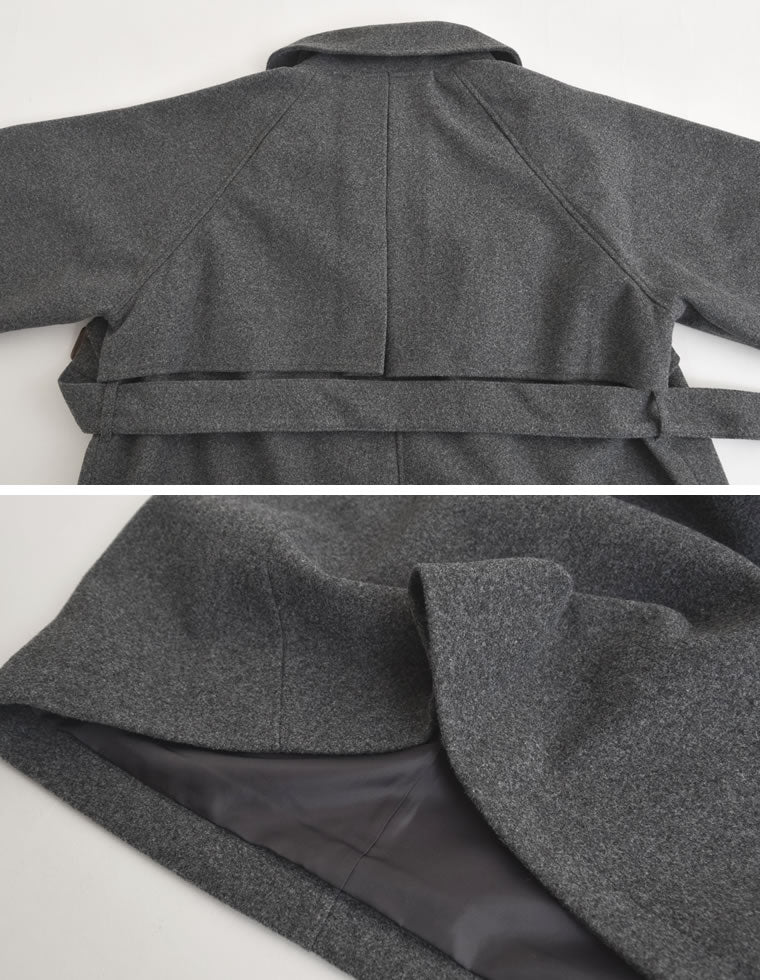 ウールタッチベルト付きステンカラーコート - ジャケット/アウター通販