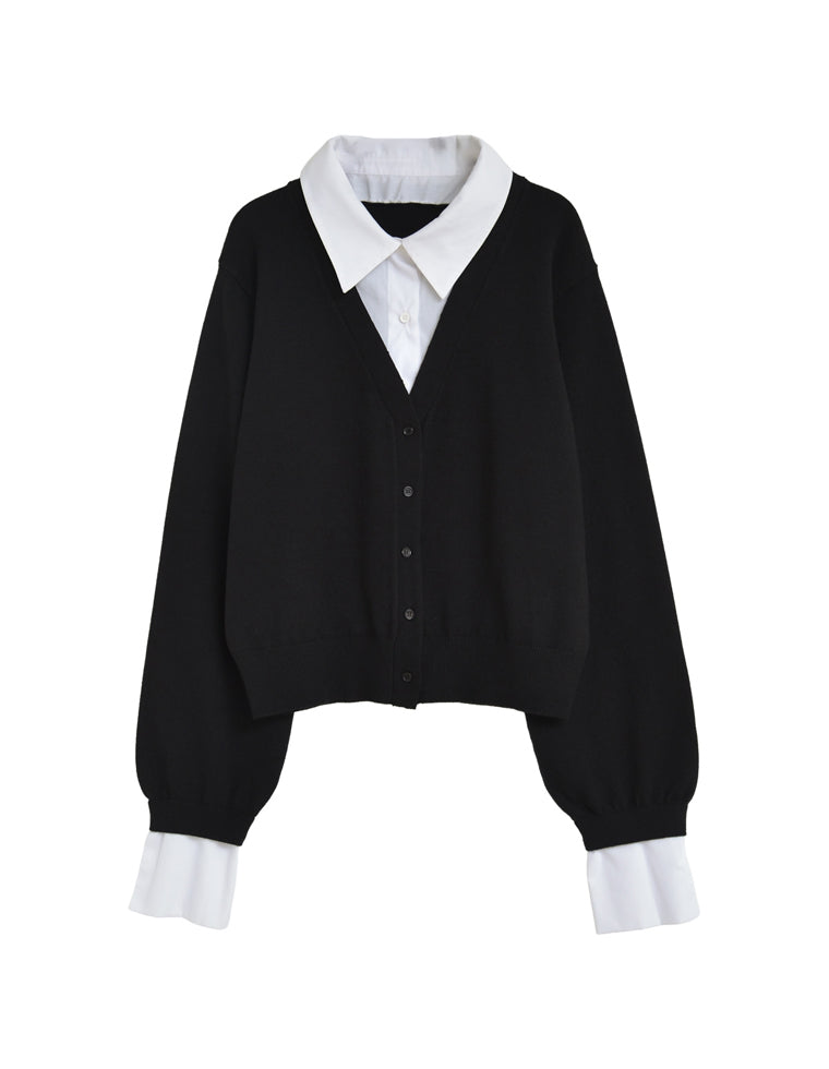 シャツドッキングレイヤードニット シャツドッキングニットカーディガン - トップス通販 | 人気