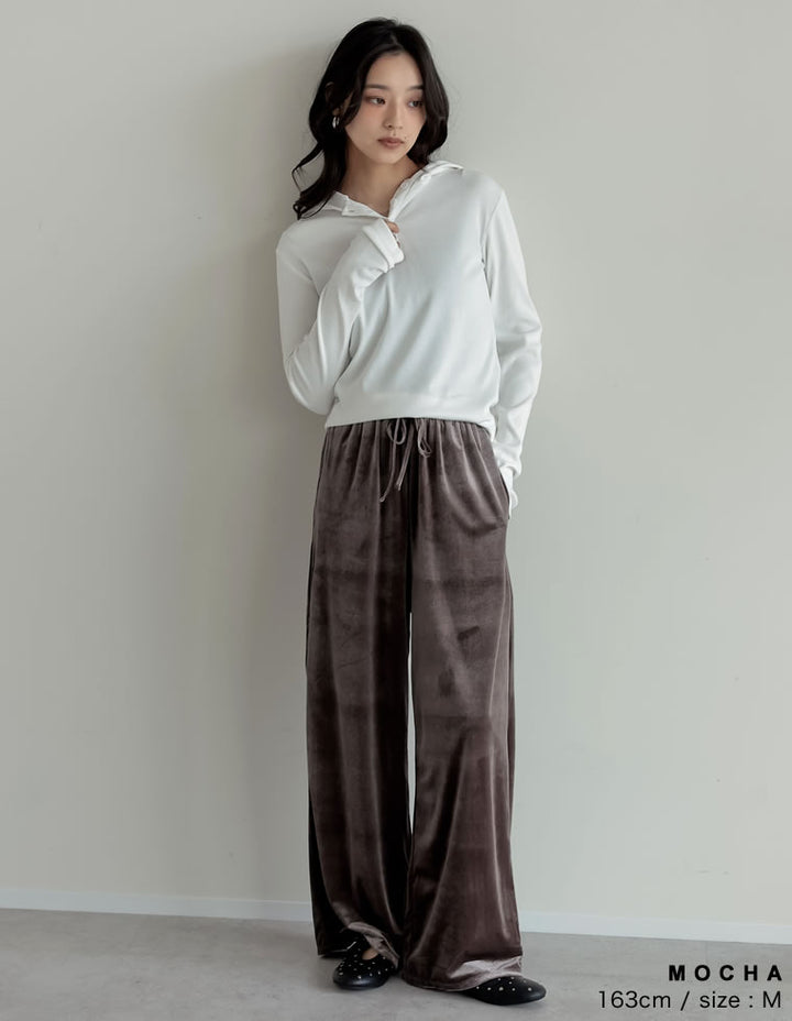 [2025AW COLLECTION][低身長/高身長サイズ有]カットベロアドロストリラクシーパンツ パンツ 人気レディースファッション通販 リエディ