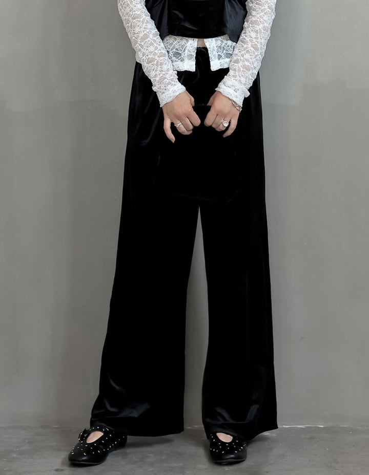 [2025AW COLLECTION][低身長/高身長サイズ有]カットベロアドロストリラクシーパンツ パンツ 人気レディースファッション通販 リエディ
