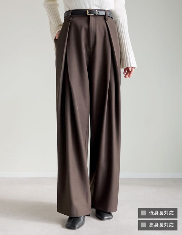 [2025AW COLLECTION][低身長/高身長サイズ有]ストレッチミックスツイルクロスタックワイドパンツ