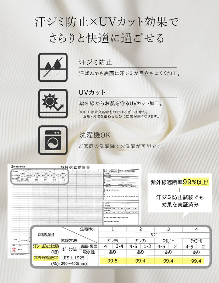 [汗じみ防止][UVカット][低身長サイズ有]リブカットソーバックシャンナローワンピース ワンピース 人気レディースファッション通販 リエディ
