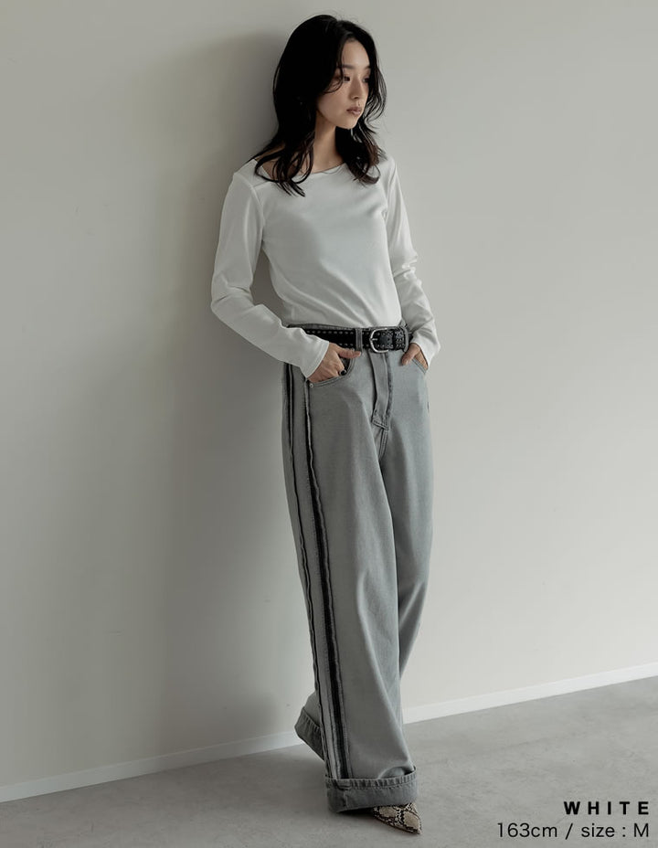 [2025AW COLLECTION]リブカットソーアシンメトリーネックデザイントップス トップス 人気レディースファッション通販 リエディ