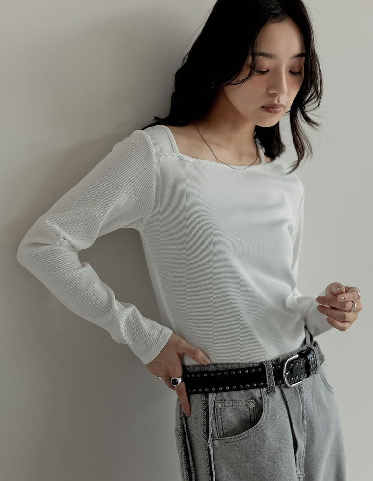リブカットソーアシンメトリートップス - トップス通販 | 人気
