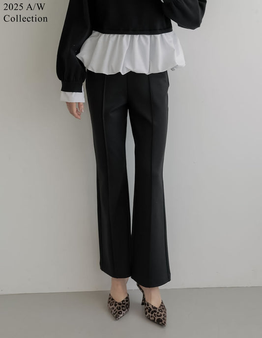 【TIME SALE 10%OFF】[2025AW COLLECTION][低身長/高身長/大きいサイズ有][イージーケア]ストレッチポンチキックフレアパンツ