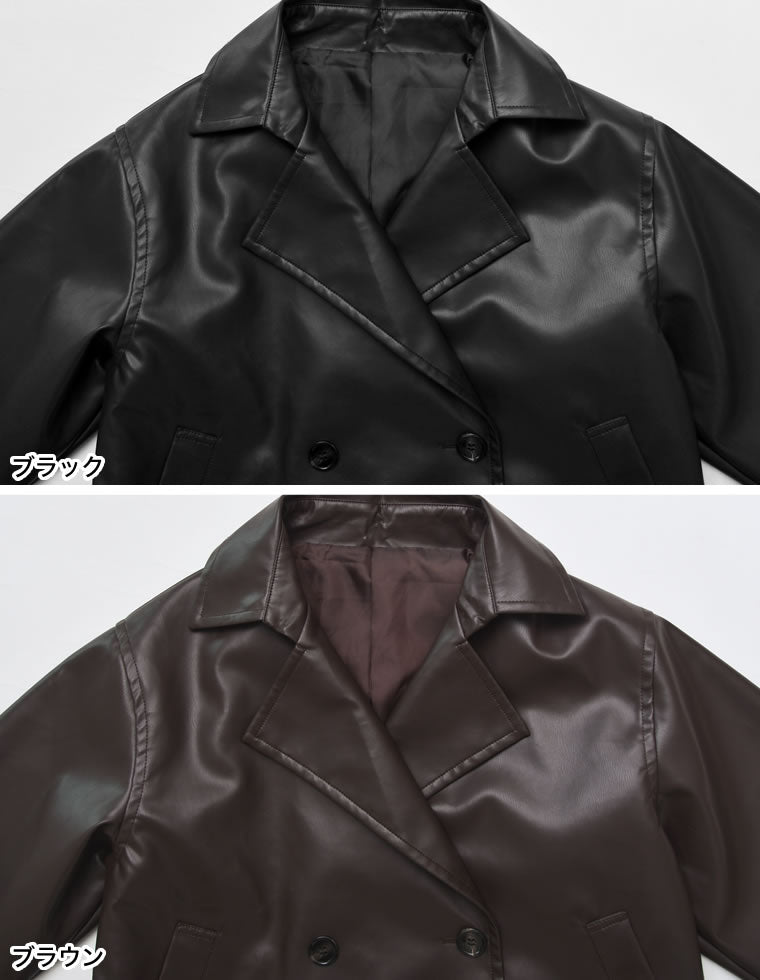 レザーミックストレンチジャケット フェイクレザートレンチジャケット - ジャケット/アウター通販 | 人気