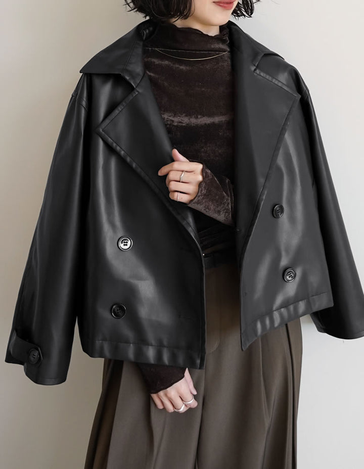 [2025AW COLLECTION]フェイクレザートレンチジャケット ジャケット/アウター 人気レディースファッション通販 リエディ
