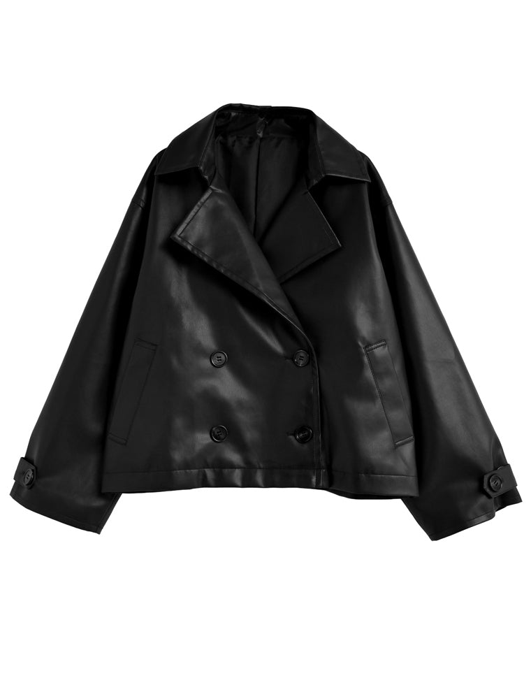 レザーミックストレンチジャケット フェイクレザートレンチジャケット - ジャケット/アウター通販 | 人気