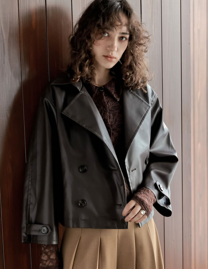 [2025AW COLLECTION]フェイクレザートレンチジャケット ジャケット/アウター 人気レディースファッション通販 リエディ