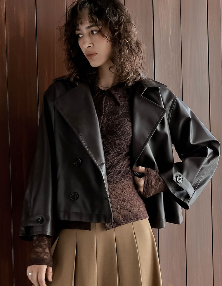 フェイクレザートレンチジャケット - ジャケット/アウター通販