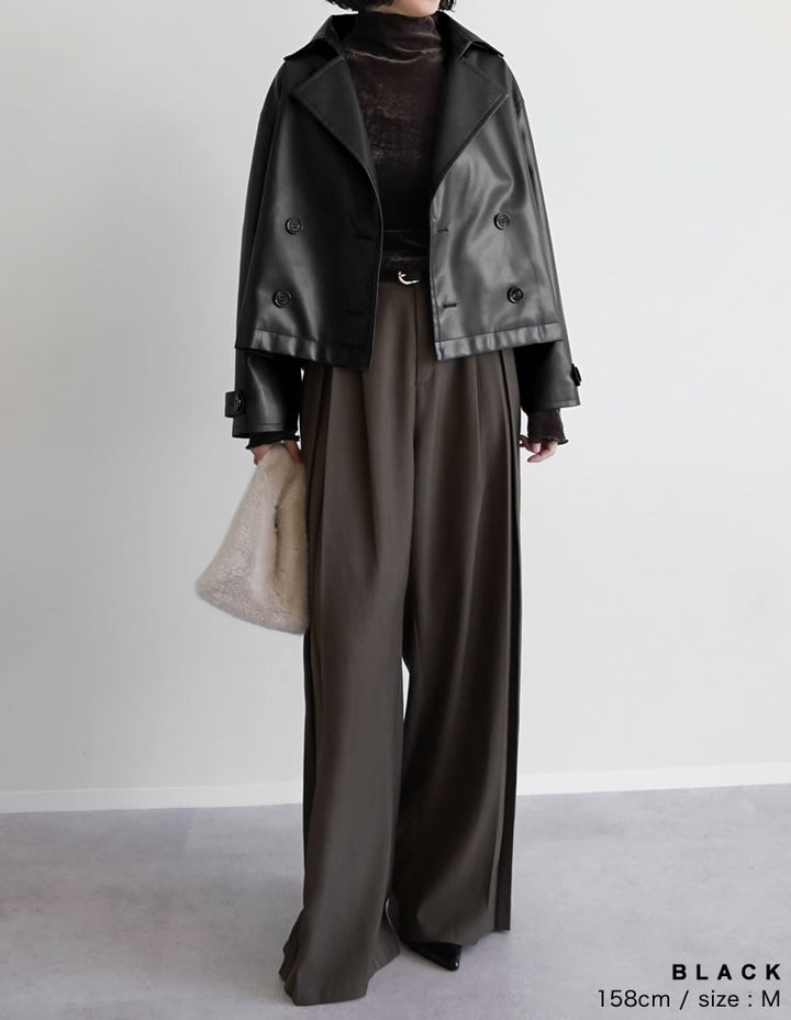 [2025AW COLLECTION]フェイクレザートレンチジャケット ジャケット/アウター 人気レディースファッション通販 リエディ