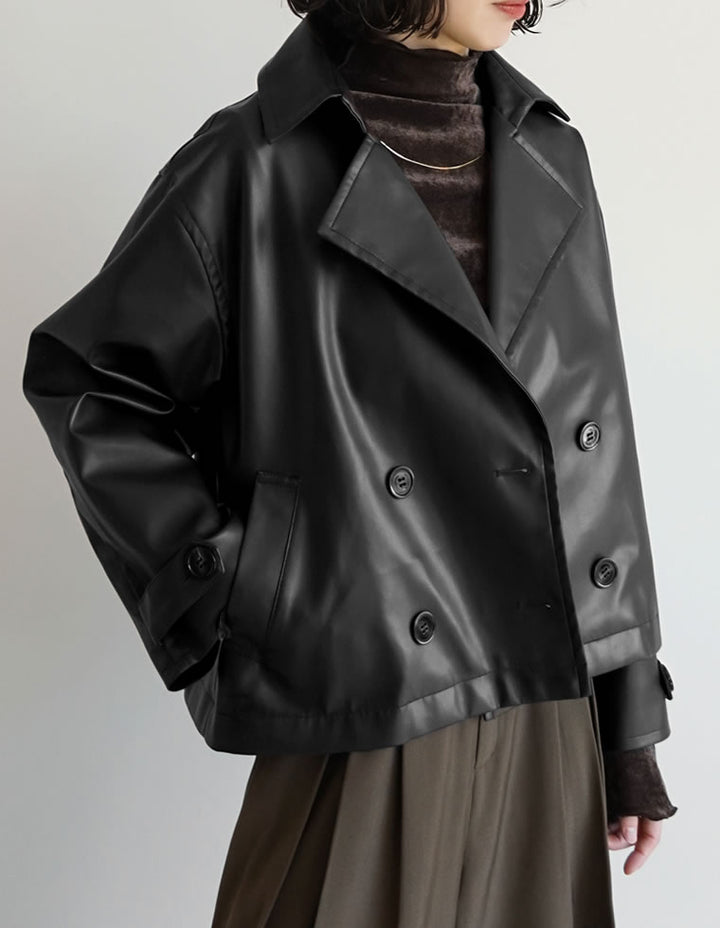 [2025AW COLLECTION]フェイクレザートレンチジャケット ジャケット/アウター 人気レディースファッション通販 リエディ