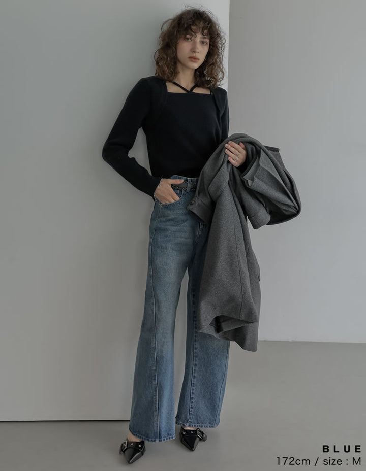 ≪20日11:59まで！期間限定ポイント10%UP対象≫[公式サイト限定先行受注][2025AW COLLECTION][低身長/高身長サイズ有]サイド切り替えコットンデニムパンツ パンツ 人気レディースファッション通販 リエディ