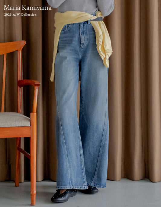 ≪20日11:59まで！期間限定ポイント10%UP対象≫[公式サイト限定先行受注][2025AW COLLECTION][低身長/高身長サイズ有]サイド切り替えコットンデニムパンツ パンツ 人気レディースファッション通販 リエディ