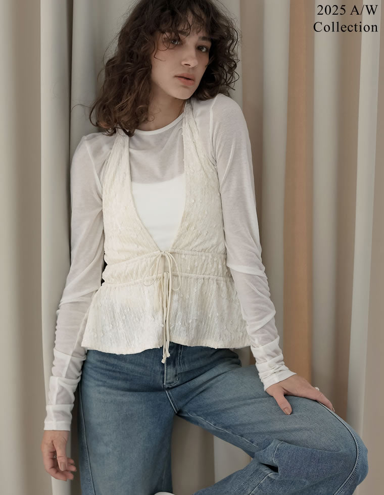 フェイクレザーベアキャミソールペプラムトップス - トップス通販