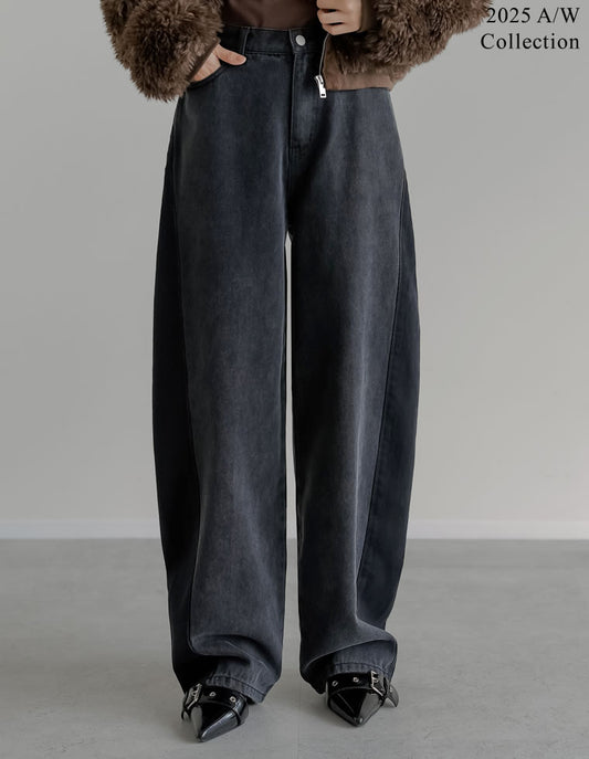 [2025AW COLLECTION][新色追加][低身長/高身長サイズ有]コットンデニムサイド切り替えバレルレッグカーブパンツ パンツ 人気レディースファッション通販 リエディ